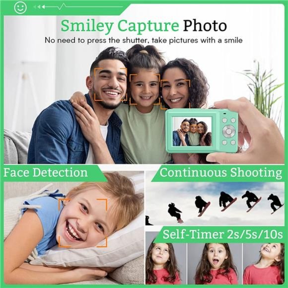 Digital Camera,Kids Camera with 32GB Card,Nsoela FHD 1080P 44MP Compact Vlogging - Picture 5 of 6